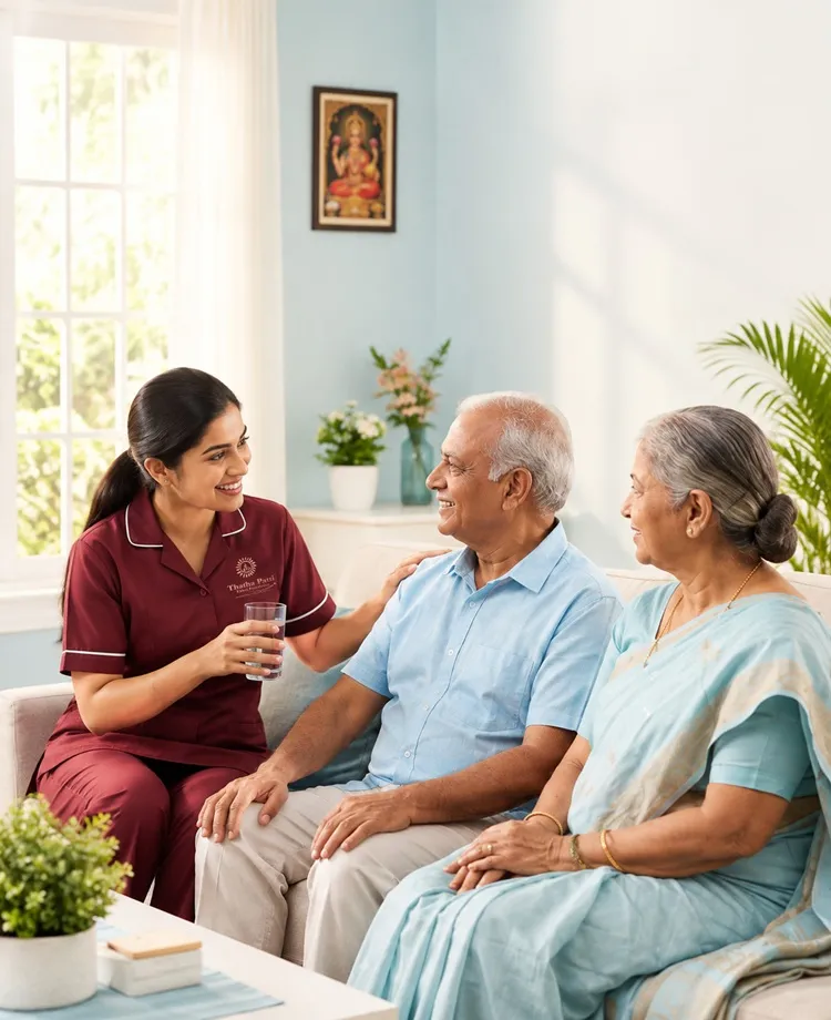 Elderly residents enjoying activities at Thatha Patti old age home Coimbatore