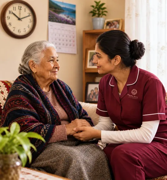 Dementia care specialist attending to senior in Coimbatore